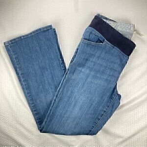 Tomorrows Mother Womens Maternity Jeans Size M Blue Mid‎ Rise Panel Straight Leg